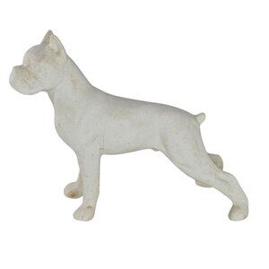 Vintage Goebel Bisque Boxer Dog Figurine Made West Germany White Dog